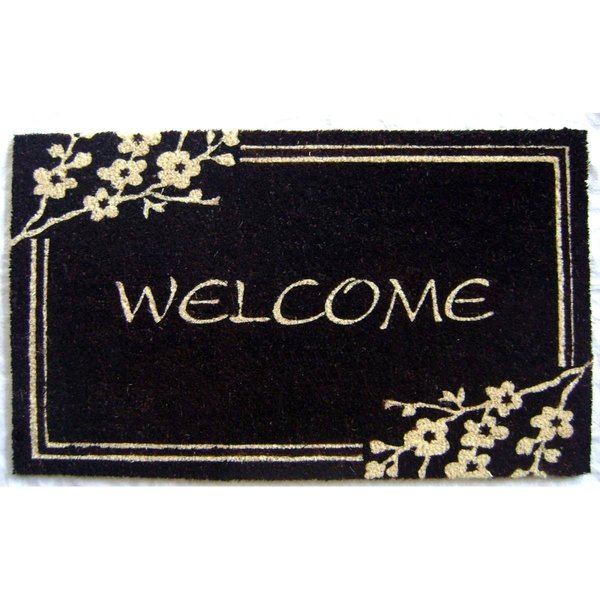 Geo Crafts Geo Crafts G481 18 x 30 in. PVC Backed Welcome on Black Background Doormat G481